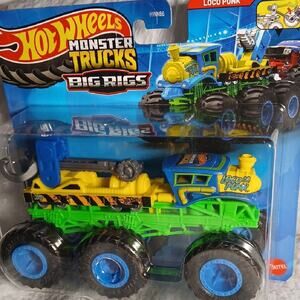Hot Wheels Monster Trucks Loco Punk - Blue and Yellow Big Rigs 6 Wheeler